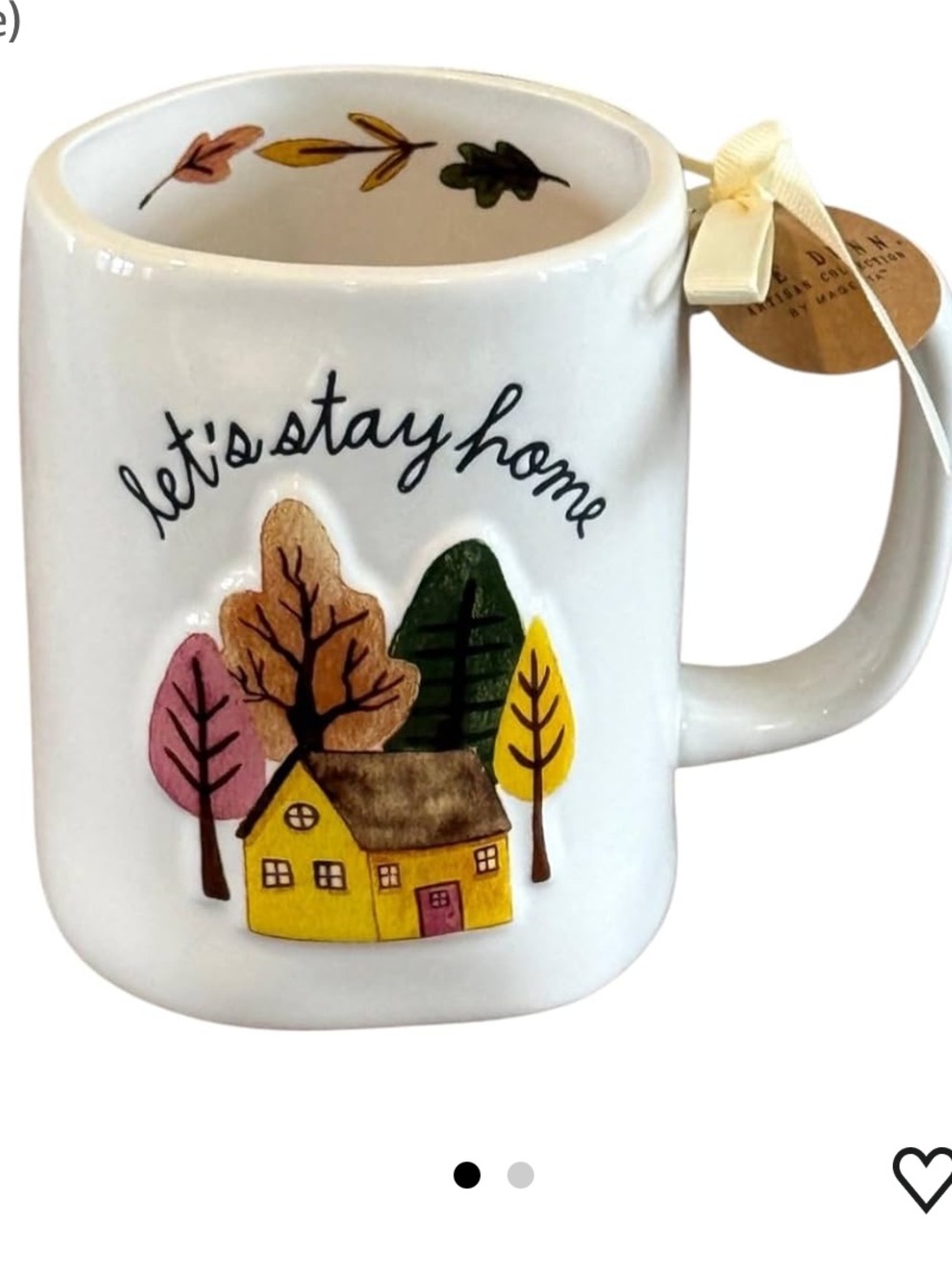 Rae Dunn Fall Thanksgiving Themed “Let's Stay Home” Mug - Fall Tree Design